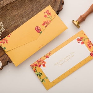 Enveloppe personnalisée | Enveloppe pour espèces | Couverture Shagun | Paquet de 25 et 50 | LE ROMANCE FLORAL