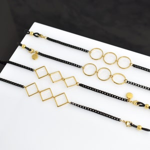 Black Face Mask Chain, Gold and Black Box Chain Lanyard, Gold Circle / Square Eyewear Chain, Chunky Sunglasses Chain, Quality Chain Holder