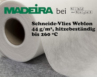 Madeira cutting fleece WEBLON, 44g/m2 white, heat resistant up to 260 ºC, 50 cm wide, by the meter