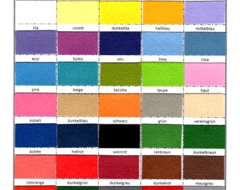 Solid embroidery felt 1 mm, color card real pattern, washable, dimensionally stable, smooth, emblem felt, artificial felt, 100% polyester