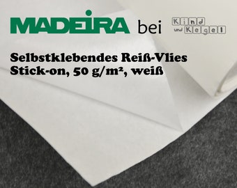Madeira self-adhesive embroidery fleece Stick-On drawing fleece 50g/m2 white, 75 cm wide, by the meter