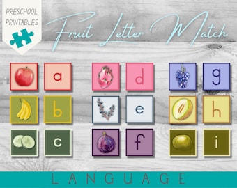 Letter Match A-Z  Fruit | Phonics | Matching Activity | Alphabet | Language | PDF Printable | Homeschool & Preschool | Early Childhood