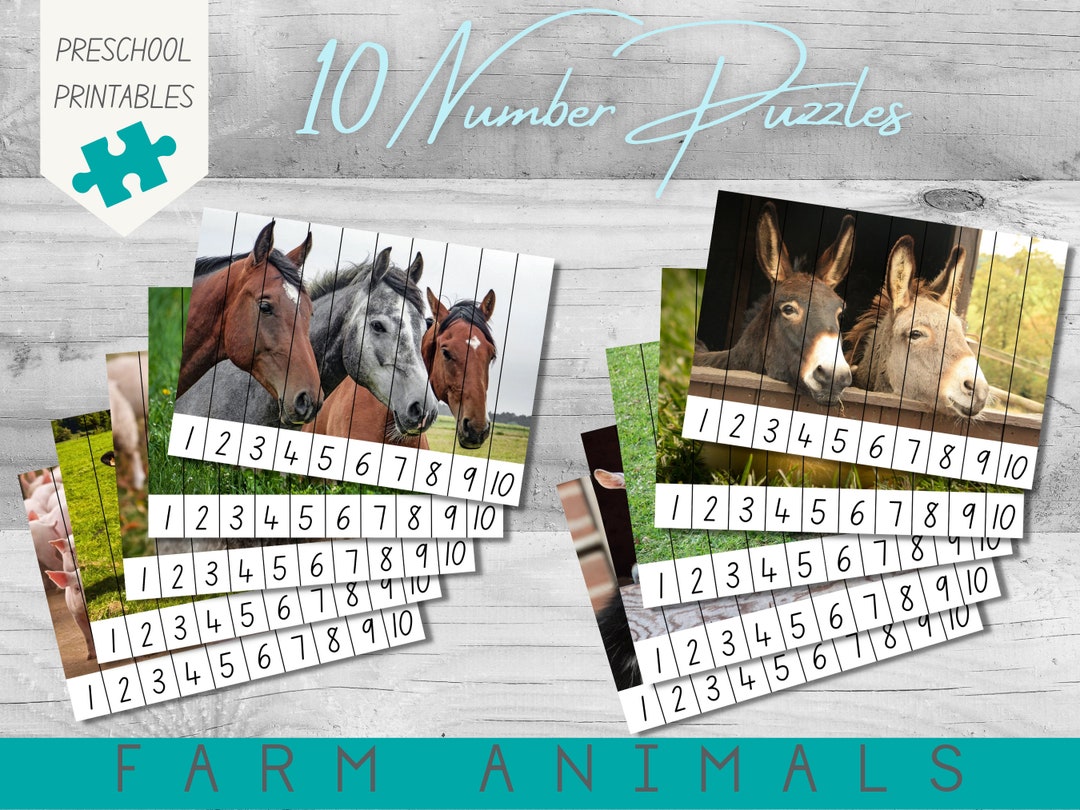 Farm Animals Number Puzzle 1-10 PDF Printable - Etsy