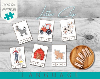Sound Clip Cards | Farm Theme Activity | Preschool and Homeschool | PDF Printable | Language and Alphabet | Toddler Activity