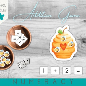 Honey Bee Counting & Addition Game Activity | Homeschool Maths | Concrete Maths Skills | Addition 1-20 | Learning to Count | PDF Download