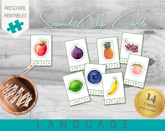 Sound Clip Cards | Fruit Theme Activity | Healthy Food | Preschool and Homeschool | PDF Printable | Language and Alphabet | Toddler Activity
