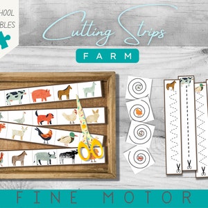 Farm Cutting Strips | Preschool & Homeschool Activity | Fine Motor Control |  Left Handed | Right Handed | Montessori | PDF