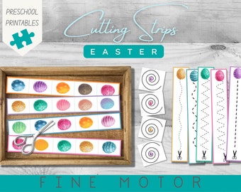 Easter Eggs Cutting Strips | Preschool & Homeschool Activity | Fine Motor Control |  Left Handed | Right Handed | Montessori | PDF