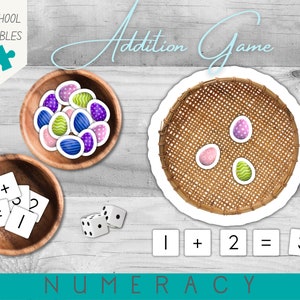 Easter Eggs Counting & Addition Game Activity | Homeschool Maths | Concrete Maths Skills | Addition 1-20 | Learning to Count | PDF Download