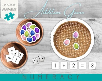 Easter Eggs Counting & Addition Game Activity | Homeschool Maths | Concrete Maths Skills | Addition 1-20 | Learning to Count | PDF Download