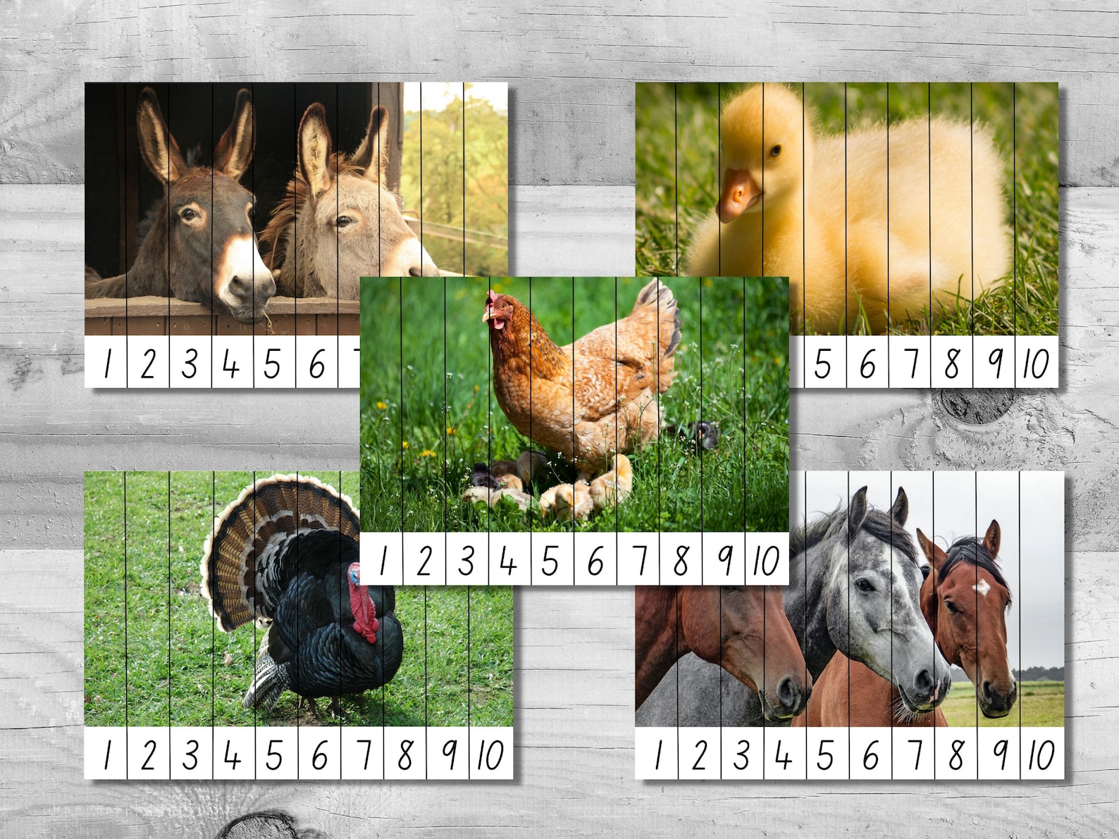 Farm Animals Number Puzzle 1-10 PDF Printable - Etsy