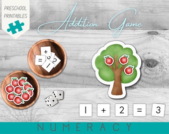 Apple Tree Addition & Counting Game Activity | Homeschool Maths | Concrete Maths Skills | Addition 1-20 | Learning to Count | PDF Download