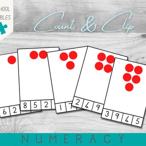 Count & Clip Numeracy Activity | Red Dots | 0-10 | 11 cards | PDF Printable