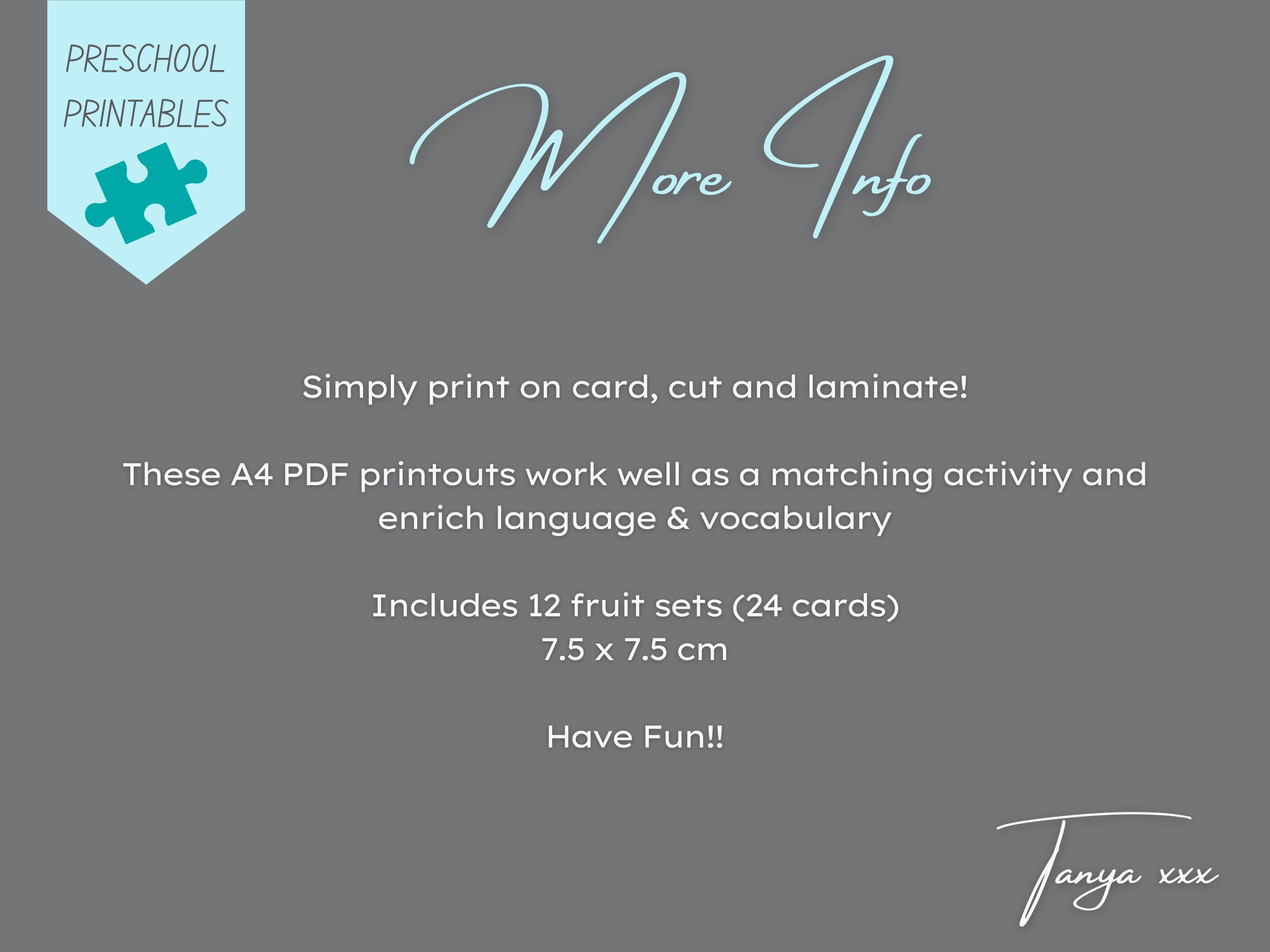 Fruit Shadow Matching Preschool Activity 12 Sets 24 Cards High