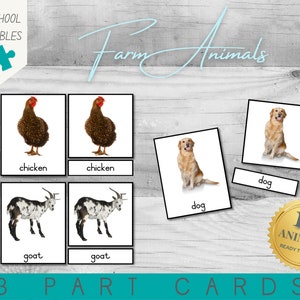 Farm Animals | 3 Part Cards | PDF Printable