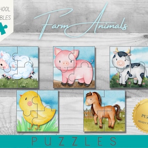 4 Teile Bauernhof Puzzle | Kleinkind Aktivität | Ausschneiden und Einfügen Aktivität | PDF Printable | Homeschool & Vorschule | Frühkindliches Puzzle