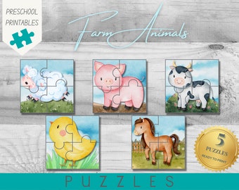 4 pc Farm Puzzle | Toddler Activity | Cut and Paste Activity | PDF Printable | Homeschool & Preschool | Early Childhood Puzzle