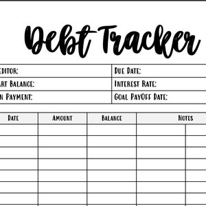 Debt Tracker Printable Budgeting - Etsy