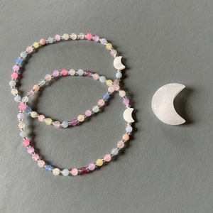 Healing crystal jade, opalite and rose quartz beaded anklet with pearl moon feature calming helps anxiety healing anklets image 3