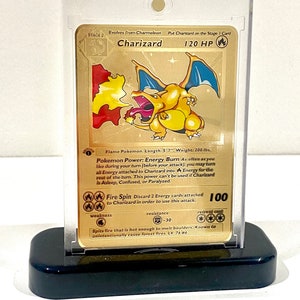 Pokemon Gold Metal Display Card - Base Set 1st Edition Charizard - Etsy
