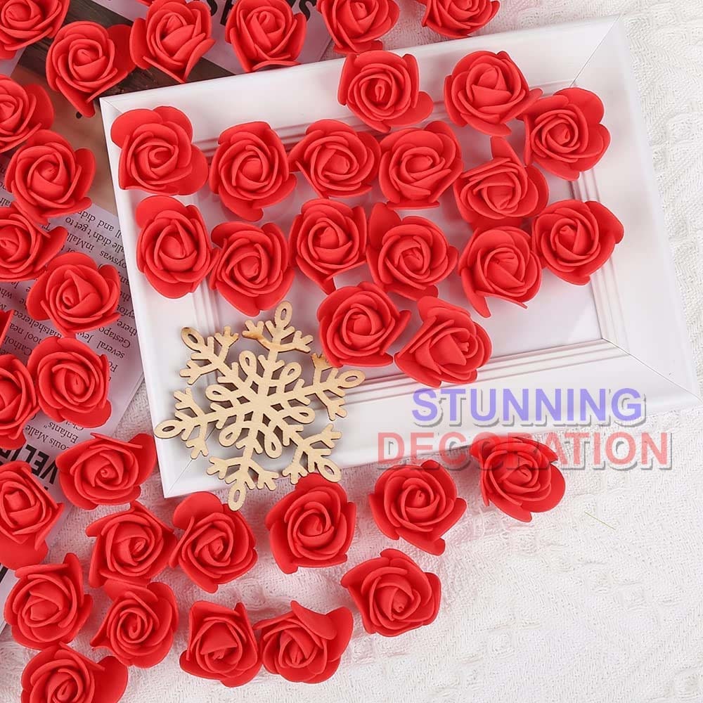 Foam Mini Roses Flower for Hair Tiaras, Home Decor, DIY Craft (200 Pieces)  Red