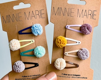 Hair clips LOVE I mini version (small) / PomPom children's hair clips / small clips / mini hair clips 3 cm / baby hair clips mini