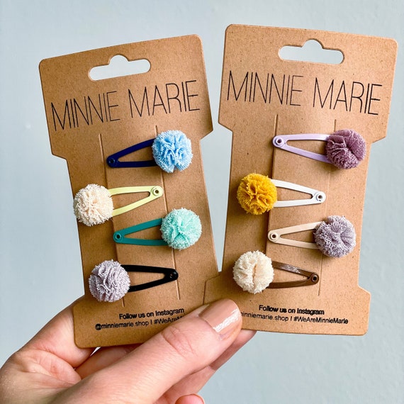 MINNIEMARIEShop Hair Clips Love I Mini Version (Small) / Pompom Children's Hair Clips / Small Clips / Mini Hair Clips 3 cm / Baby Hair Clips Mini