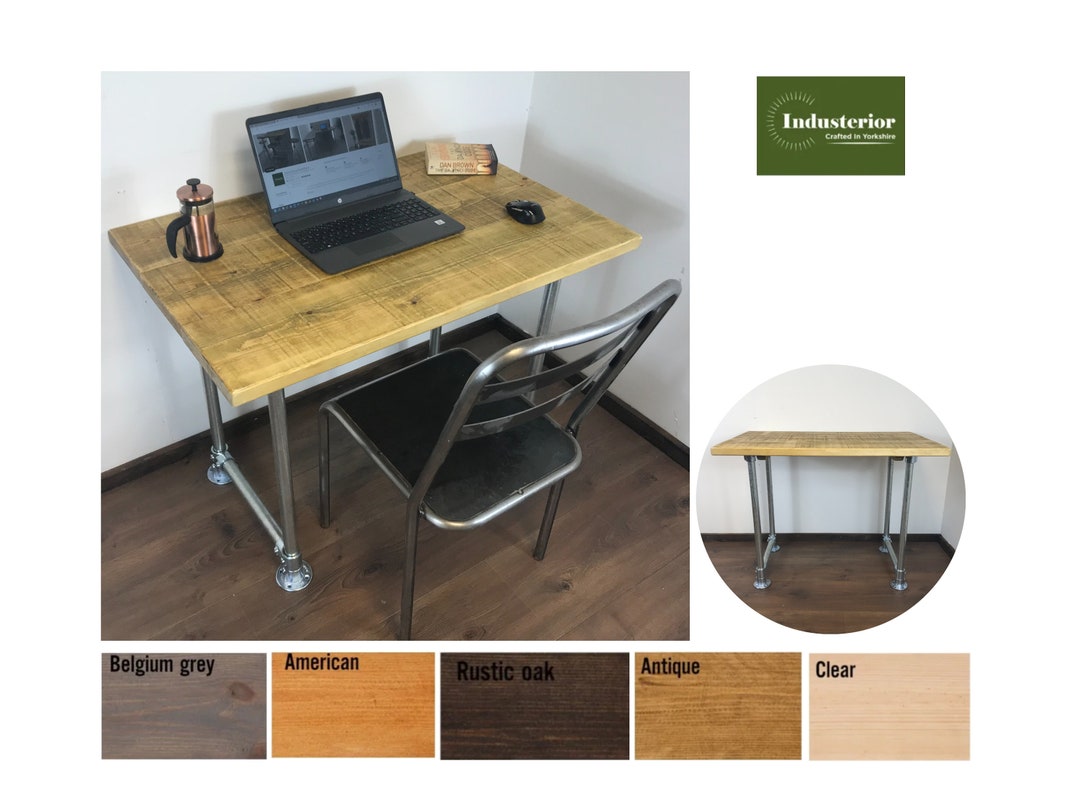 Rustic Industrial Pipe Office Desk With 5 Choices of Wood Etsy