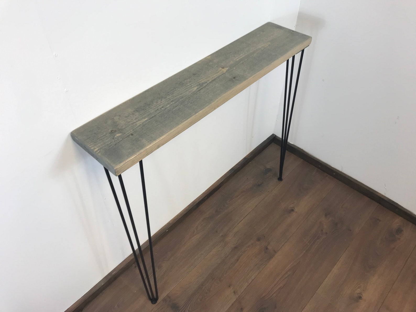 Rustic Console Table With Hairpin Legs Radiator Shelf Wooden Etsy UK