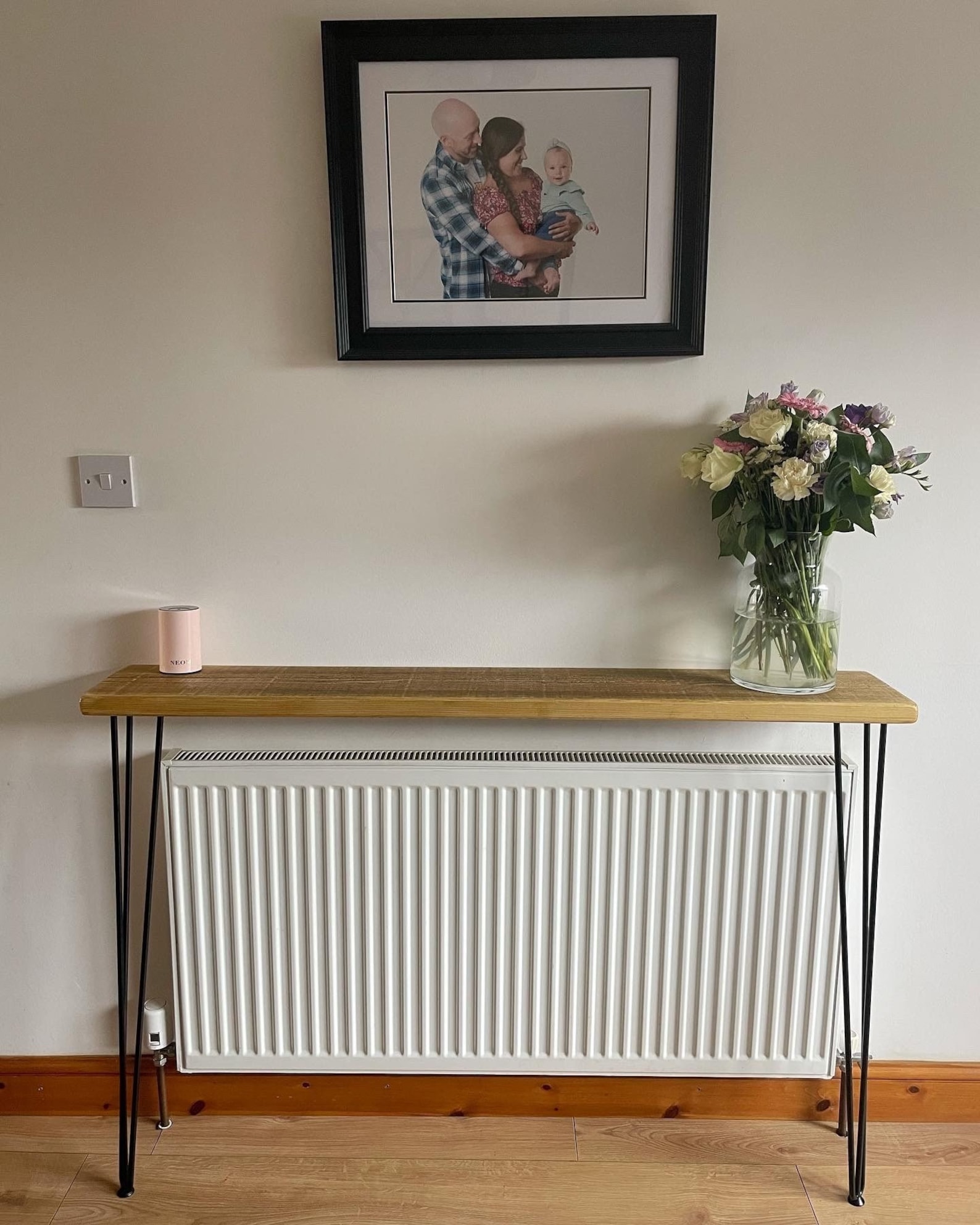 Rustic Console Table With Hairpin Legs Radiator Shelf Wooden Etsy UK