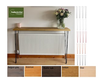 Handmade Rustic Console Table: Wooden Hall Table with Hairpin Legs