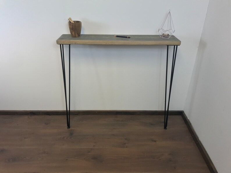 Rustic Console Table With Hairpin Legs Radiator Shelf Wooden Etsy UK