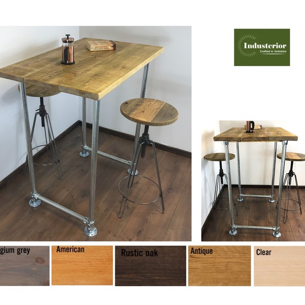 Industrial Rustic Breakfast Bar Free standing - Optional Stools - adjustable feet - sustainable wood - hand made in Yorkshire.