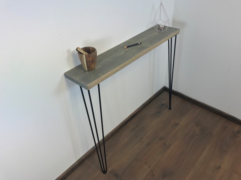 Rustic Console Table With Hairpin Legs Radiator Shelf Wooden Etsy UK