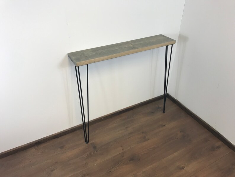 Rustic Console Table With Hairpin Legs Radiator Shelf Wooden Etsy UK