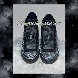 Custom Pearl & Rhinestone High Top Converse Sneakers with Front Toe Heel Embellishments - Adult’s and Children’s Size’s