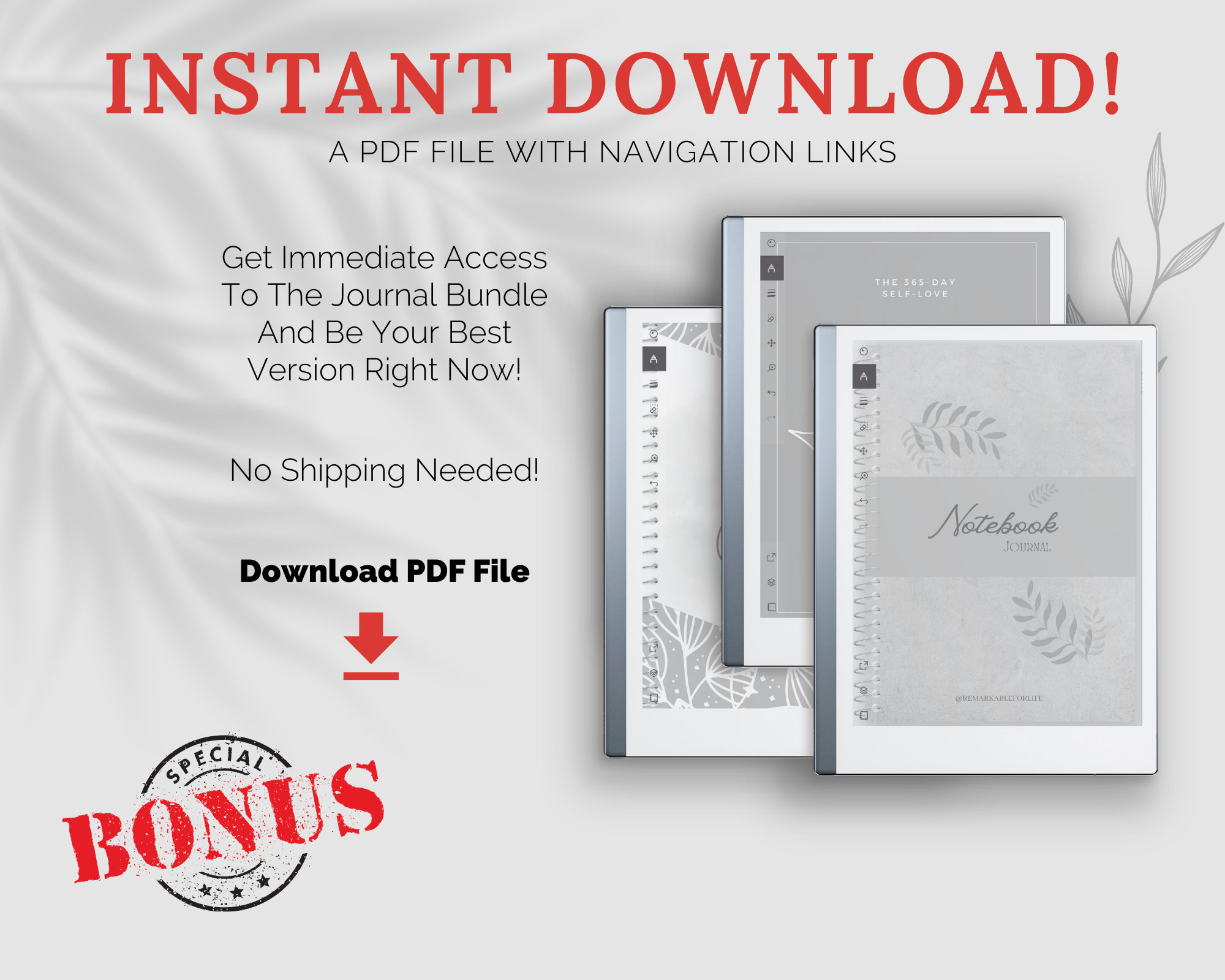 Remarkable 2 Journal Bundle Remarkable 2 Template Self Etsy