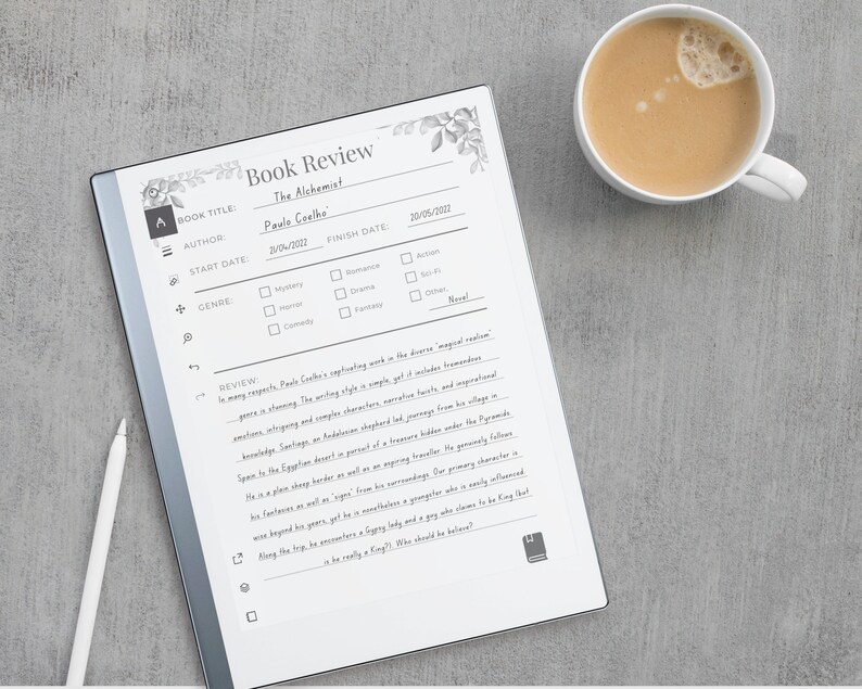 Remarkable 2 Book Review Journal. Remarkable 2 Templates. Etsy UK