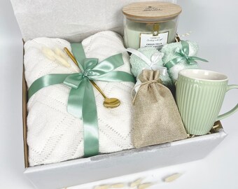 Geschenkbox "Warm Wishes Mint", Geburtstaggeschenk, Wohlfühlset, Geschenk Frau, personalisierte Karte, Geschenkset, Geschenk zum Muttertag