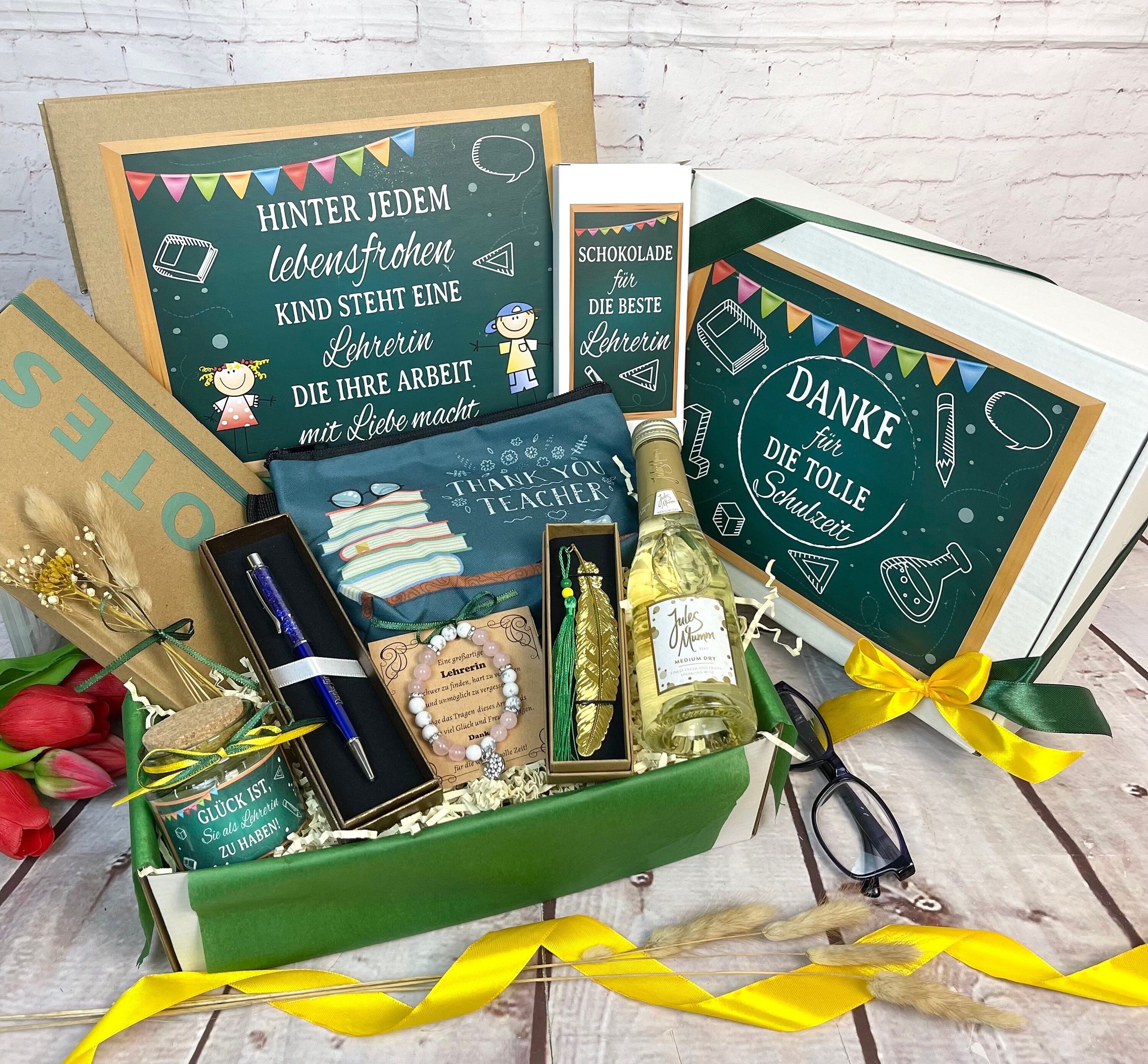 LOHENYOR Lehrer Geschenk Set - Leder Notizbuch & Metall Lesezeichen