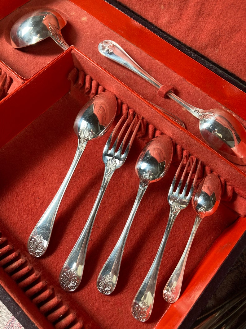 Christofle Malmaison Empire 62pieces Tableware, Silver Plated Complete