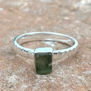 Natural Moldavite Ring, 925 Sterling Silver Ring, Bridal Ring, Handmade Women Jewelry, Genuine Czech Republic Moldavite Ring, Gift For Her