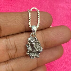 Natural Meteorite Pendant, 925 Silver Meteorite, Rare Meteorite Pendant, Sterling Silver Pendant, Sikhote Alin Meteorite-Prong Set Pendant