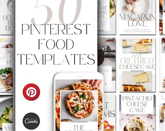 Food Blogger Pinterest Templates | Canva Recipe Pins (Digital Download)