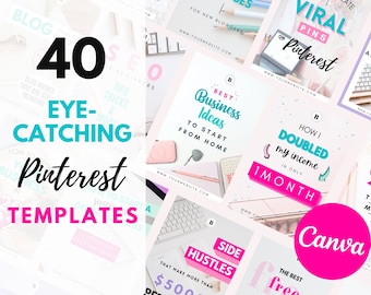 40 Pinterest Templates for Canva – Viral Pin Designs (Digital Download)