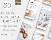 Elegant Beauty Pinterest Templates, Canva Pin Designs (Digital Download)