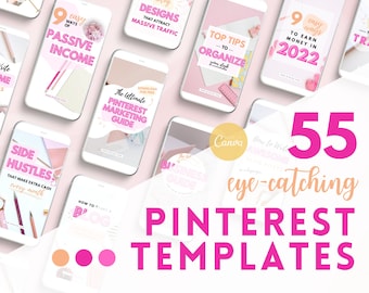55 Canva Pinterest Pin Vorlagen für Blogger (Digitaler Download)