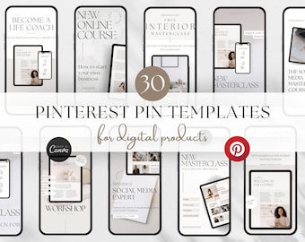 Pinterest Pin Templates for Digital Products, Canva (Digital Download)
