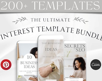 Canva Pinterest Templates Bundle: 200+ Pin Designs (Digital Download)