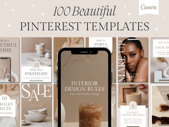 Pinterest Templates Beige Pinterest Pins Canva Pin Templates Canva  Pinterest Marketing for Bloggers Viral Pins Pin Design 